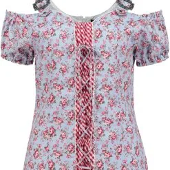 Overig Dames Trachten Mieder Lichtblauw Met Bloemmotief