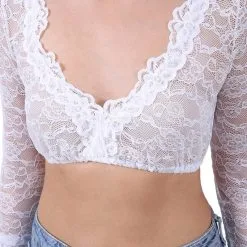 Overig Dirndl Blouse Cassandra 3/4 Mouw Wit -Kostuum Wereld Winkel dirndl blouse cassandra 3 4 mouw wit detail borst