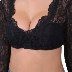 Overig Dirndl Blouse Cassandra 3/4 Mouw Zwart -Kostuum Wereld Winkel dirndl blouse cassandra 3 4 mouw zwart detail