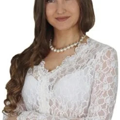 Overig Dirndl Blouse Wit Kant Lange Mouwen