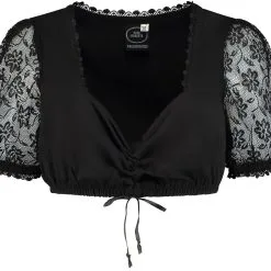 Overig Dirndl Blouse Zwart Kanten Mouwen (100% Katoen)
