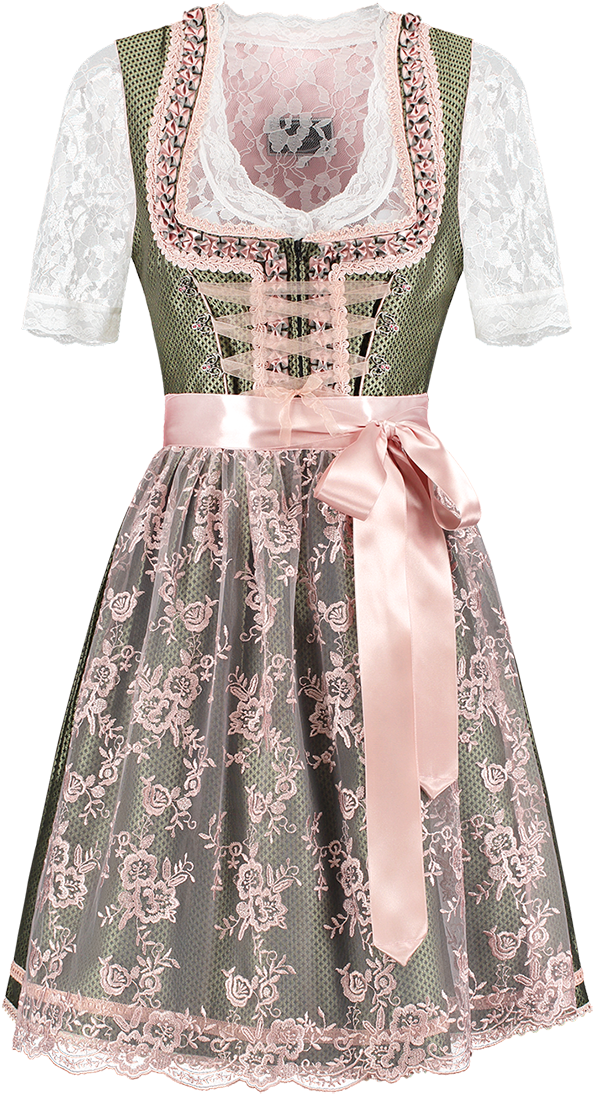 Overig Dirndl Groen-Oudroze 60cm Luxe 2dlg. 3 Overig Dirndl Groen-Oudroze 60cm Luxe 2dlg.