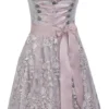 Overig Dirndl Josefa Taupe-Roze Luxe (58cm) -Kostuum Wereld Winkel dirndl josefa taupe roze luxe 58cm