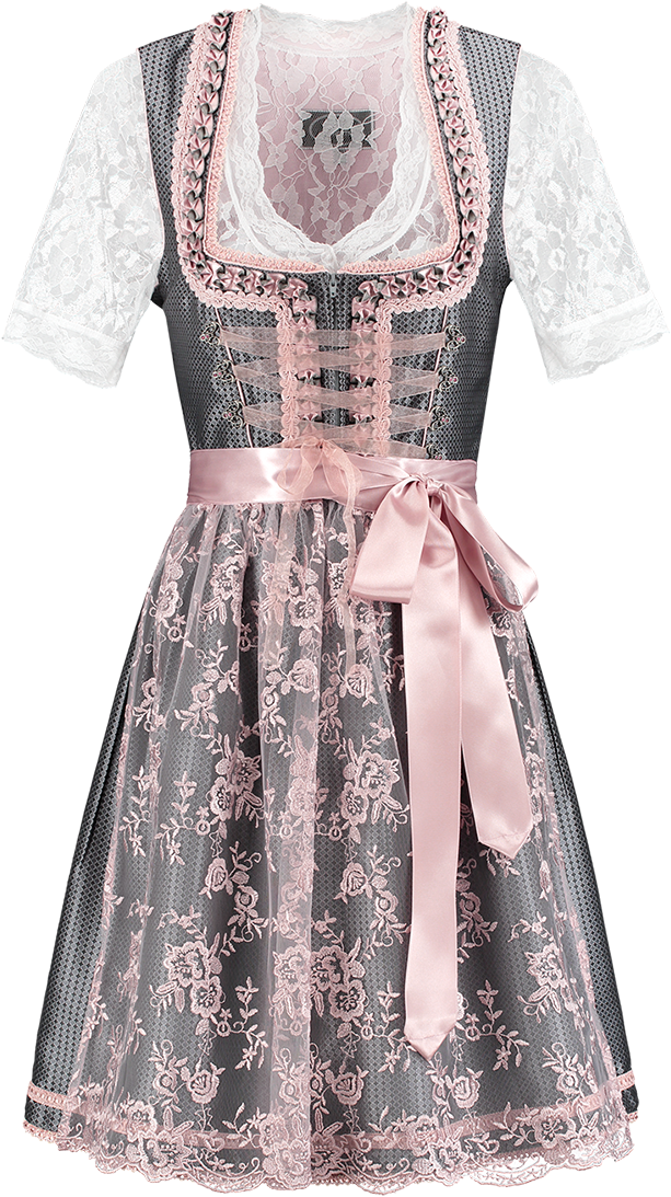 Overig Dirndl Zilvergrijs-Oudroze 60cm Luxe 2dlg. 3 Overig Dirndl Zilvergrijs-Oudroze 60cm Luxe 2dlg.
