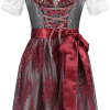Overig Dirndl Zilvergrijs-Wijnrood 60cm Luxe 2dlg. -Kostuum Wereld Winkel dirndl zilvergrijs wijnrood 60cm luxe 2dlg
