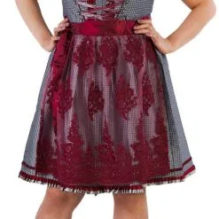 Overig Dirndl Zilvergrijs-Wijnrood 60cm Luxe 2dlg. -Kostuum Wereld Winkel dirndl zilvergrijs wijnrood 60cm luxe 2dlg voorkant 2