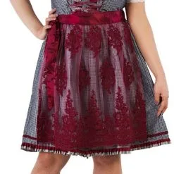 Overig Dirndl Zilvergrijs-Wijnrood 60cm Luxe 2dlg. -Kostuum Wereld Winkel dirndl zilvergrijs wijnrood 60cm luxe 2dlg voorkant