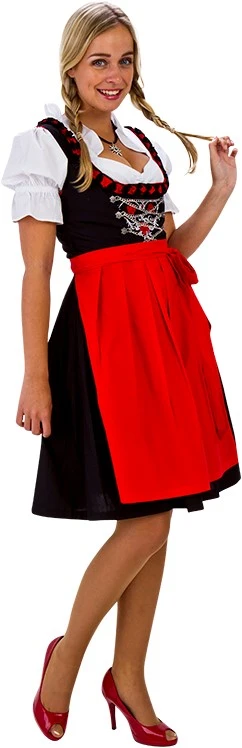 Overig Dirndl Zwart-Rood 60cm Luxe 3dlg. (100% Katoen)