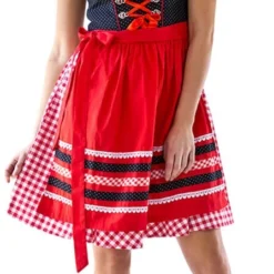 Overig Dirndl Zwart-Rood Met Stippen 60cm Luxe 3dlg. -Kostuum Wereld Winkel dirndl zwart rood met stippen 60cm luxe 3dlg 1