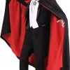 Overig Dracula Cape Luxe Zwart/Rood 1 Overig Dracula Cape Luxe Zwart/Rood -Kostuum Wereld Winkel dracula cape luxe zwart rood
