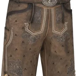 Overig Geitenleer Lederhose Lukas Bruin Met Riem -Kostuum Wereld Winkel geitenleer lederhose lukas bruin met riem rechts 2