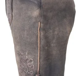 Overig Geitenleer Lederhose Volker Grijs Met Riem -Kostuum Wereld Winkel geitenleer lederhose volker grijs met riem links 2