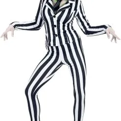 Overig Halloween Dameskostuum Zwart-Wit Beetlejuice