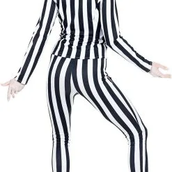 Overig Halloween Dameskostuum Zwart-Wit Beetlejuice -Kostuum Wereld Winkel halloween dameskostuum zwart wit beetlejuice achterkant