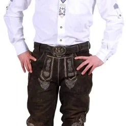 Overig Heren Lederhose 3/4 Donkerbruin Met Riem (geitenleer)