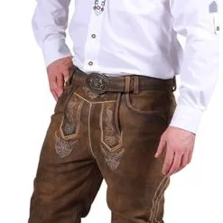 Overig Heren Lederhose 3/4 Middelbruin Met Riem (geitenleer) -Kostuum Wereld Winkel heren lederhose 3 4 middelbruin met riem geitenleer voorbeeld