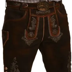 Overig Heren Lederhose Geitenleer Kort Donkerbruin-Roest