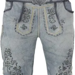 Overig Heren Lederhose Geitenleer Kort Grijs Met Riem