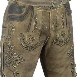 Overig Heren Lederhose Geitenleer Kort Luxe Grijs