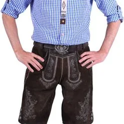 Overig Heren Lederhose Kort Donkerbruin (geitenleer)