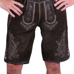 Overig Heren Lederhose Kort Donkerbruin (geitenleer) -Kostuum Wereld Winkel heren lederhose kort donkerbruin geitenleer 3