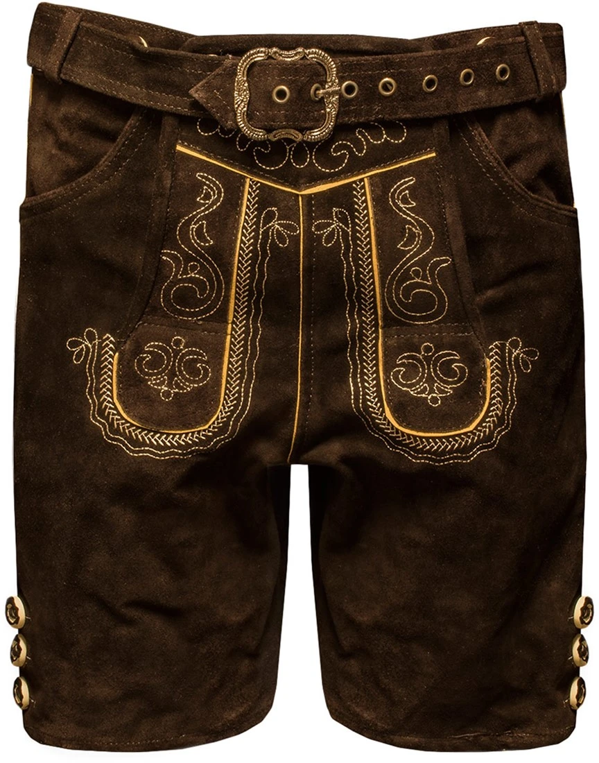 Overig Heren Lederhose Kort Donkerbruin Met Riem (Rund) 3 Overig Heren Lederhose Kort Donkerbruin Met Riem (Rund)