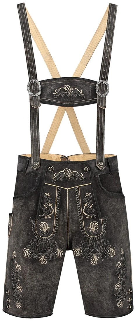 Overig Heren Lederhose Kort Luxe Vintage Antraciet Rundleer 3 Overig Heren Lederhose Kort Luxe Vintage Antraciet Rundleer