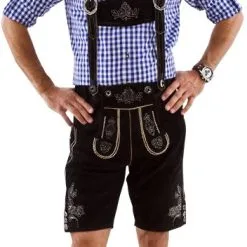 Overig Heren Lederhose Kort Luxe Zwart (rundleer)