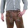 Overig Heren Lederhose Kort Middelbruin Met Riem (geitenleer) -Kostuum Wereld Winkel heren lederhose kort middelbruin met riem geitenleer