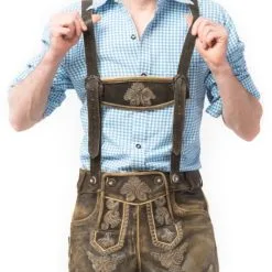 Overig Heren Lederhose Kort Retro Grijs (Wildleer)