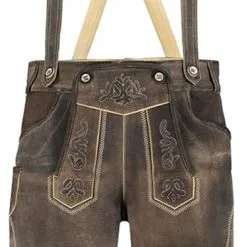 Overig Heren Lederhose Lang Luxe Antiek Grijs (rundleer)