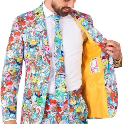Herenkostuum OppoSuits Spongebob™ Frenzy -Kostuum Wereld Winkel herenkostuum opposuits spongebob frenzy colbert binnenkant