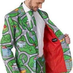 Herenkostuum Suitmeister Carpet City Green -Kostuum Wereld Winkel herenkostuum suitmeister carpet city green colbert