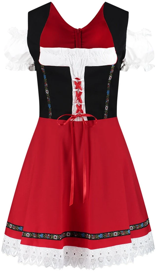 Overig Jurkje Sexy Dirndl Rood-Zwart Luxe 4 Overig Jurkje Sexy Dirndl Rood-Zwart Luxe - Afbeelding 2