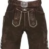 Overig Lederhose Kort Donkerbruin Met Riem + Bretels (Rund) -Kostuum Wereld Winkel lederhose kort donkerbruin met riem plus bretels rund
