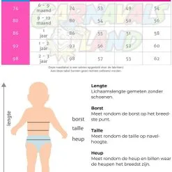 Overig Babypakje Superbaby -Kostuum Wereld Winkel maattabel 9009 2