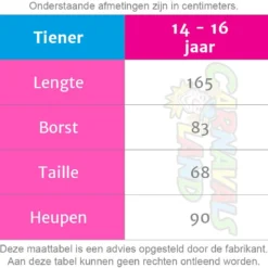 Overig Tienerkostuum Spiderman -Kostuum Wereld Winkel maattabel 9888 32