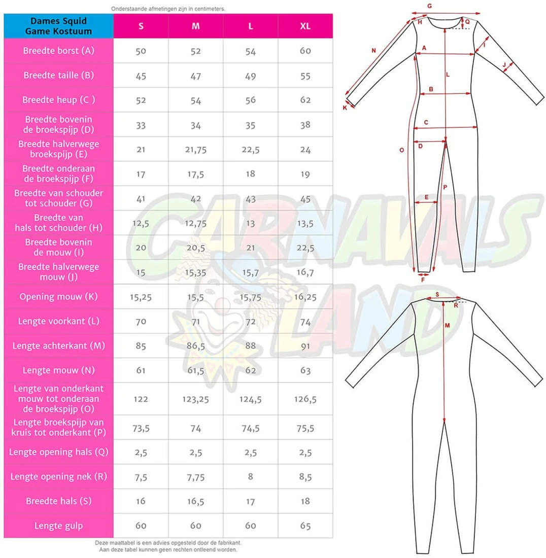 Carnavalsland Pakket Squid Game - Dames Kostuum En Masker Vierkant 6 Carnavalsland Pakket Squid Game - Dames Kostuum En Masker Vierkant - Afbeelding 4