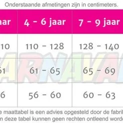 Overig Zorro Pakje Kind 7 Overig Zorro Pakje Kind -Kostuum Wereld Winkel maattabel kind 200047