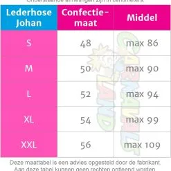 Overig Lederhose Kort Donkerbruin Johan -Kostuum Wereld Winkel maattabel lederhose johan 11 200376 4