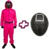 Carnavalsland Pakket Squid Game - Dames Kostuum En Masker Vierkant -Kostuum Wereld Winkel pakket squid game dames kostuum en masker vierkant