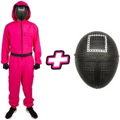 Carnavalsland Pakket Squid Game - Dames Kostuum En Masker Vierkant