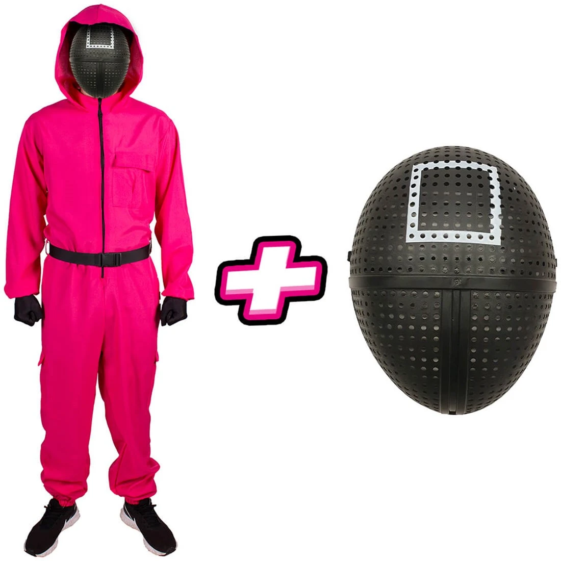 Carnavalsland Pakket Squid Game - Dames Kostuum En Masker Vierkant 3 Carnavalsland Pakket Squid Game - Dames Kostuum En Masker Vierkant