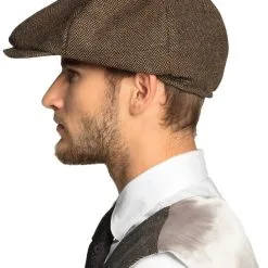 Overig Peaky Blinders Pet Bruin -Kostuum Wereld Winkel peaky blinders pet bruin voorbeeld zijkant
