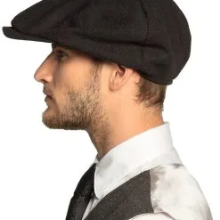 Overig Peaky Blinders Pet Zwart -Kostuum Wereld Winkel peaky blinders pet donkergrijs voorbeeld zijkant