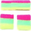 Overig Set Zweetbandjes + Hoofdband Neon Pink-Groen-Geel -Kostuum Wereld Winkel set zweetbandjes plus hoofdband neon pink groen geel