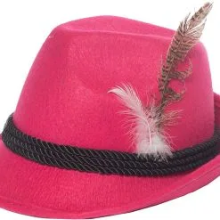 Overig Tiroler Dameshoedje Pink Met Veer