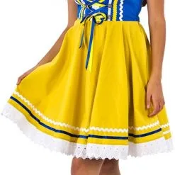 Overig Tiroler Dirndl Blauw-Geel 50cm 2dlg. (100% Katoen) -Kostuum Wereld Winkel tiroler dirndl blauw geel 50cm 2dlg 100 katoen 2