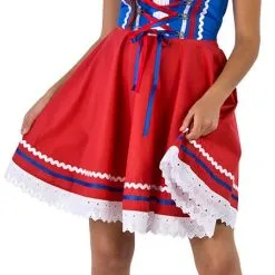 Overig Tiroler Dirndl Blauw-Rood 50cm 2dlg. (100% Katoen) -Kostuum Wereld Winkel tiroler dirndl blauw rood 50cm 2dlg 100 katoen 3