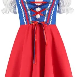 Overig Tiroler Dirndl Blauw-Rood 50cm 2dlg. (100% Katoen) -Kostuum Wereld Winkel tiroler dirndl blauw rood 50cm 2dlg 100 katoen product